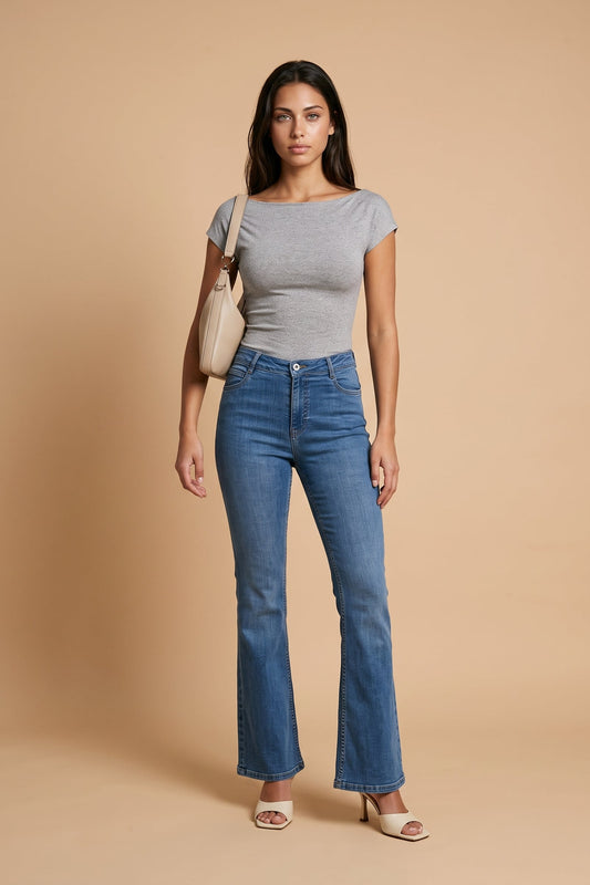 Shaping Flare Jean Mid Blue
