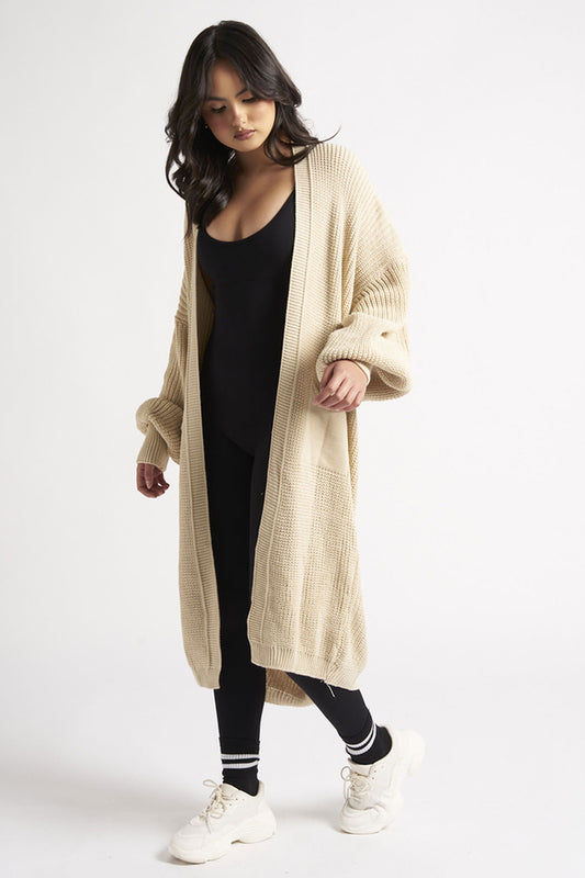 Beige Longline Cardigan