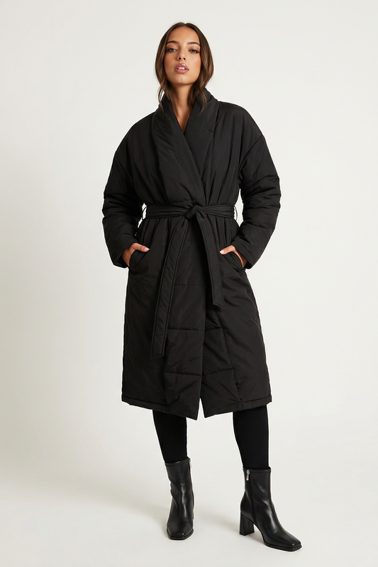 Black Belted Puffer Jacket