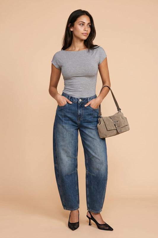 Technical Barrel Jean Mid Blue