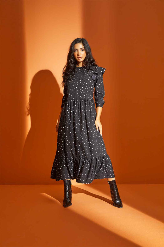 Elise Ruffle Insert Smock Dress