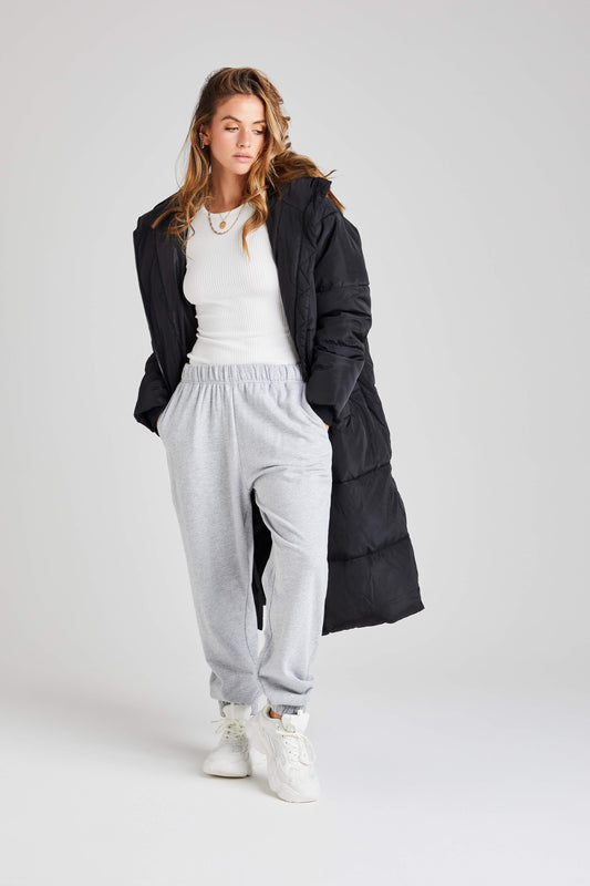 Black Longline Puffer Jacket