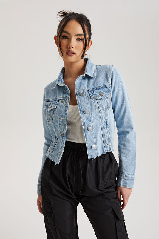 Bleach Raw Hem Denim Jacket