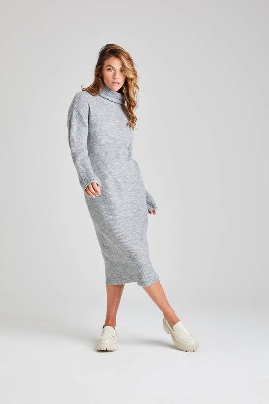 Grey Roll Neck Dress