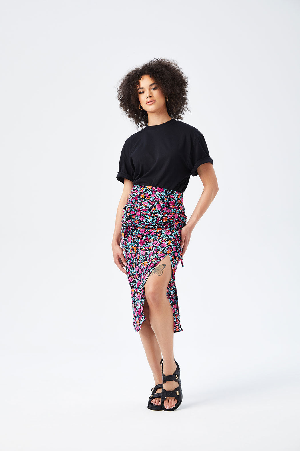 Floral Sheered Midi Skirt