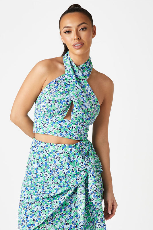 Halle Cross Over Halter Top