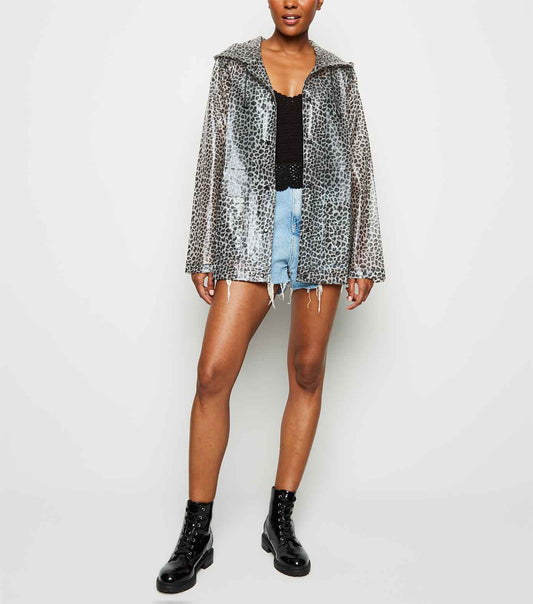 Sky Leopard Rain Mac