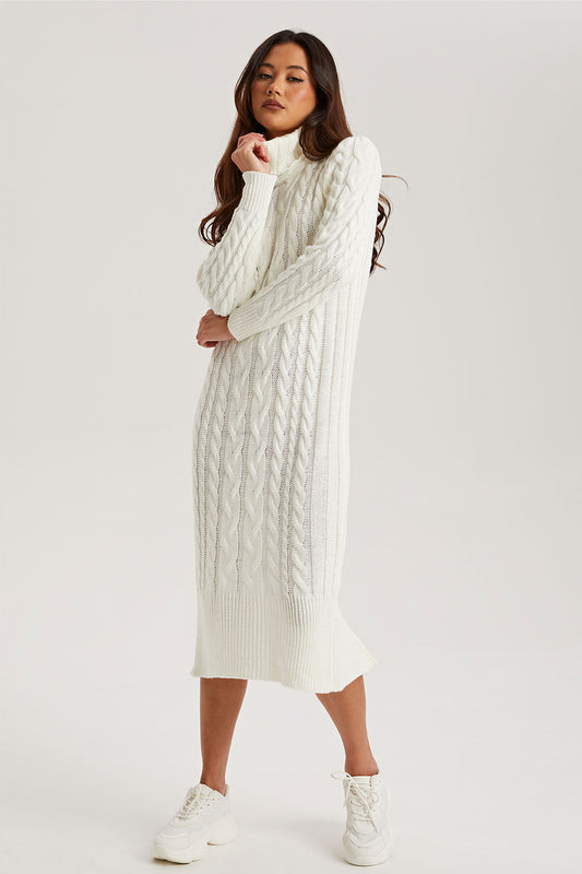 Ascot Cable Roll Neck Dress