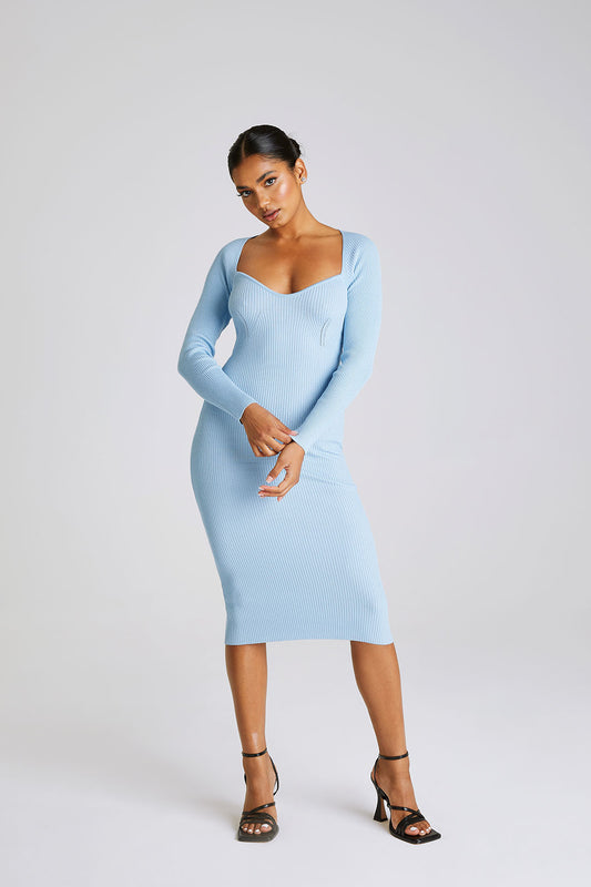 Petite Blue Square neck Dress