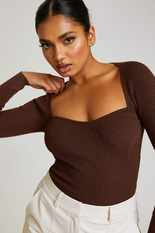 Tall Chocolate Square Neck Sweetheart Top