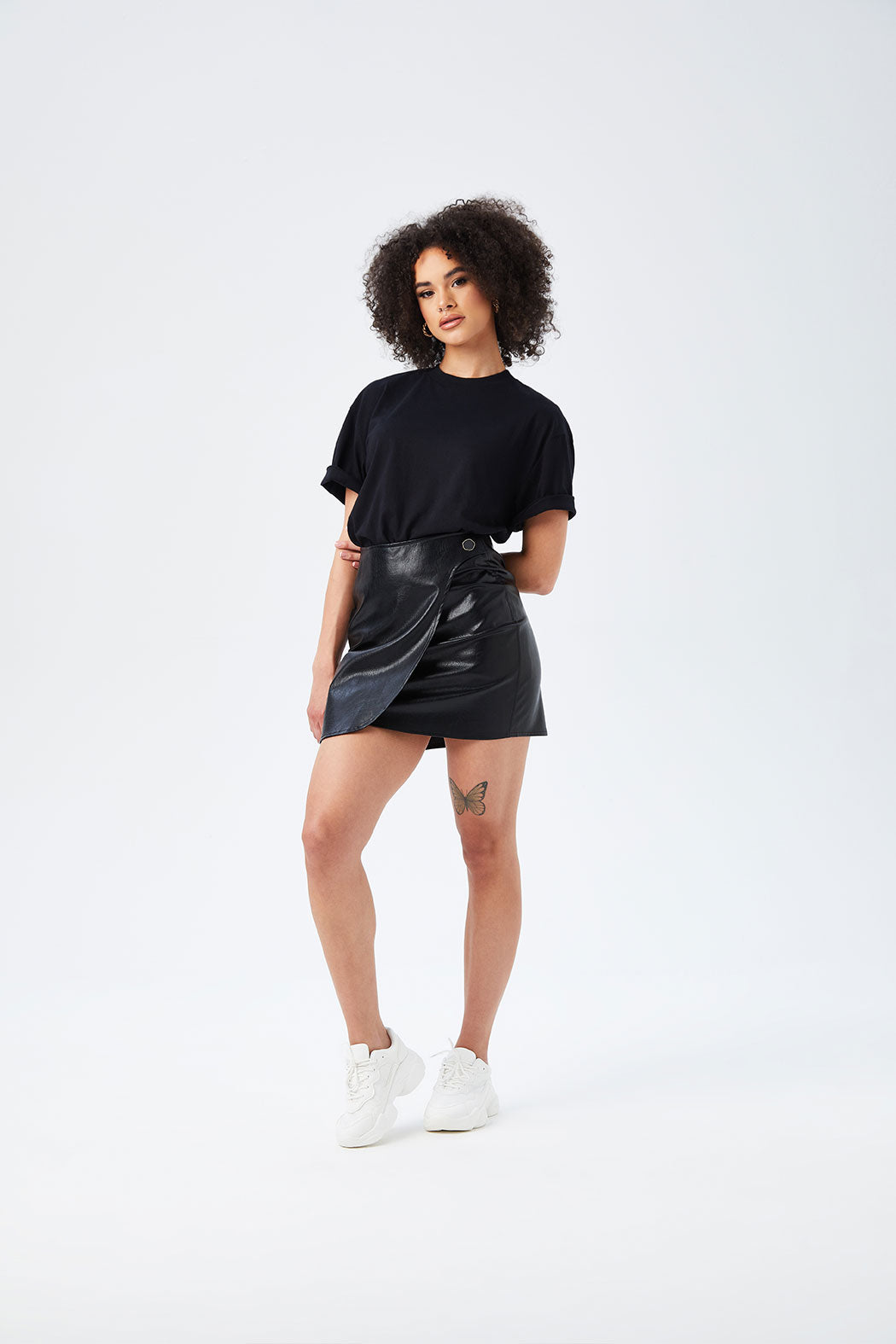 Nina Wrap Mini Button Pu Skirt
