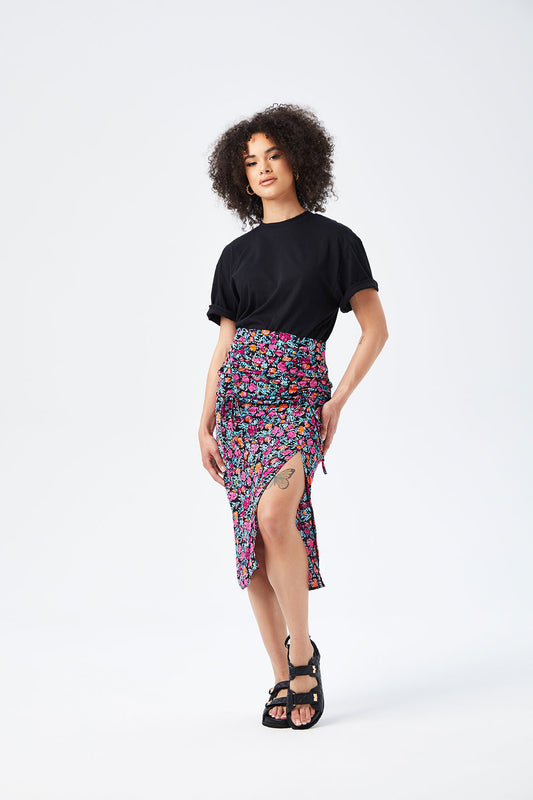 Bethany Floral Sheered Print Midi Skirt