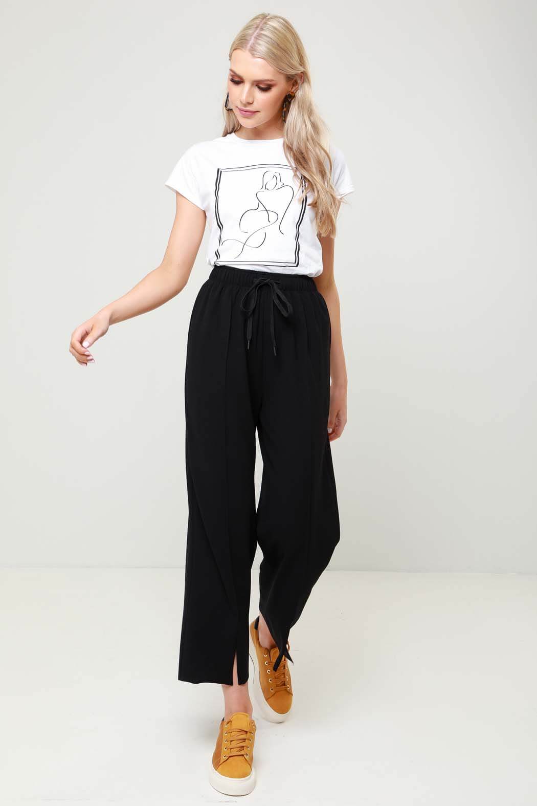 Arrow Split Hem Wide Leg Trouser