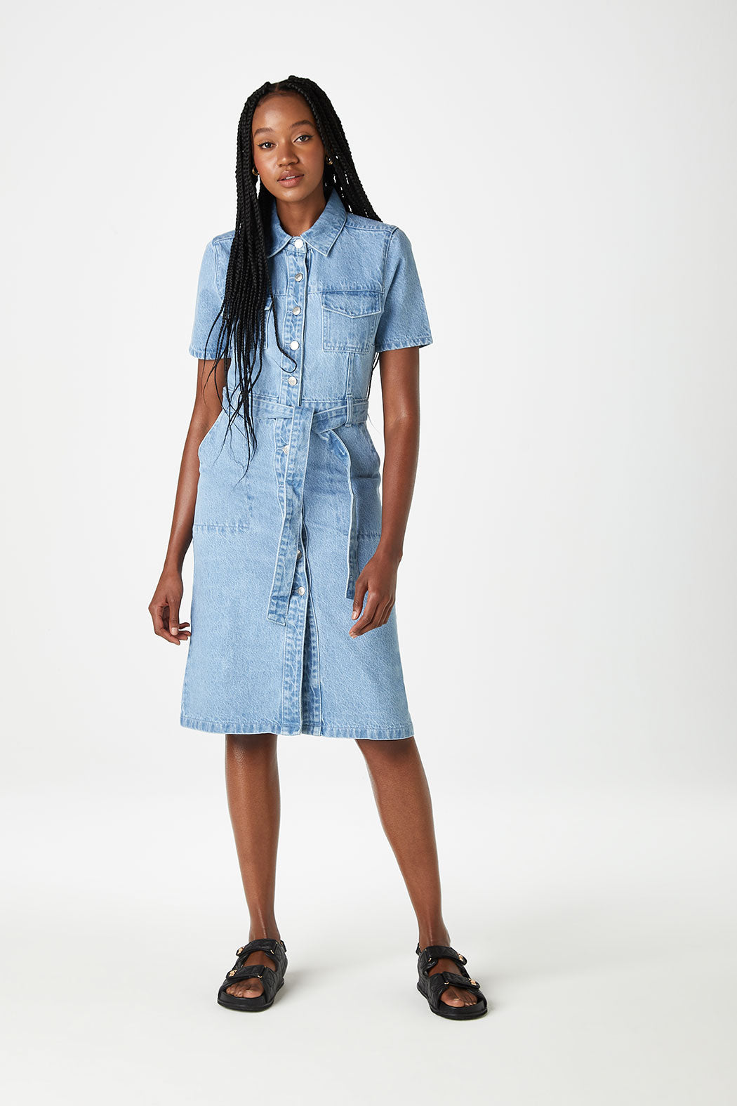 Denim Shirt Midi Dress