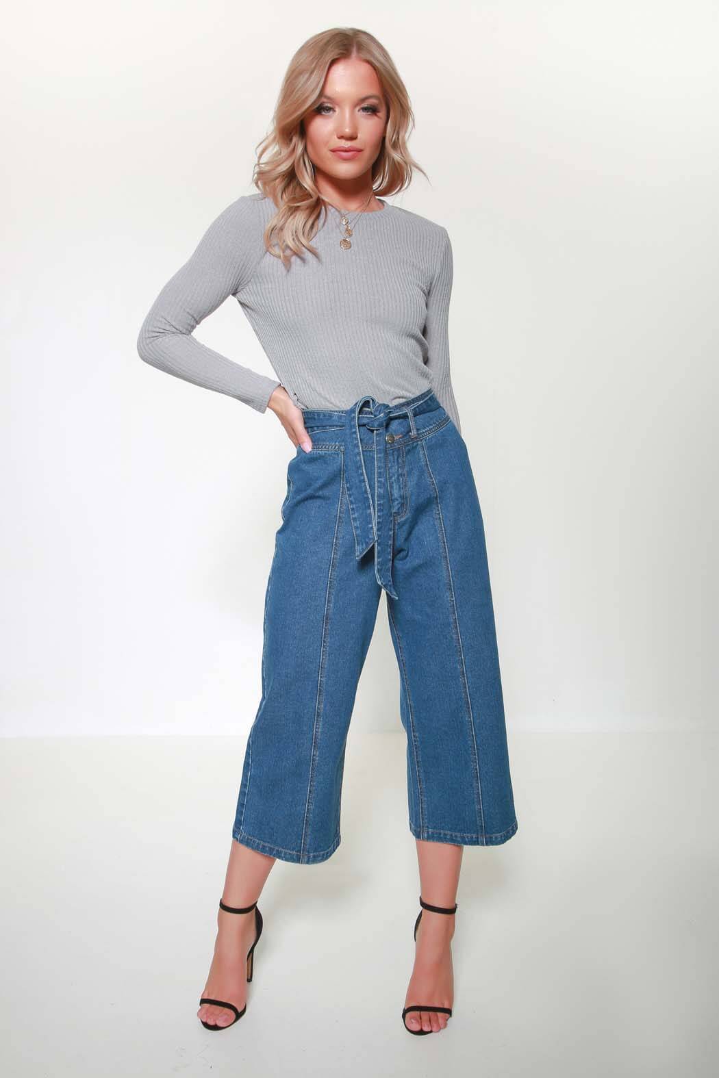 Gabriella Belted Crop Wide Leg Jean