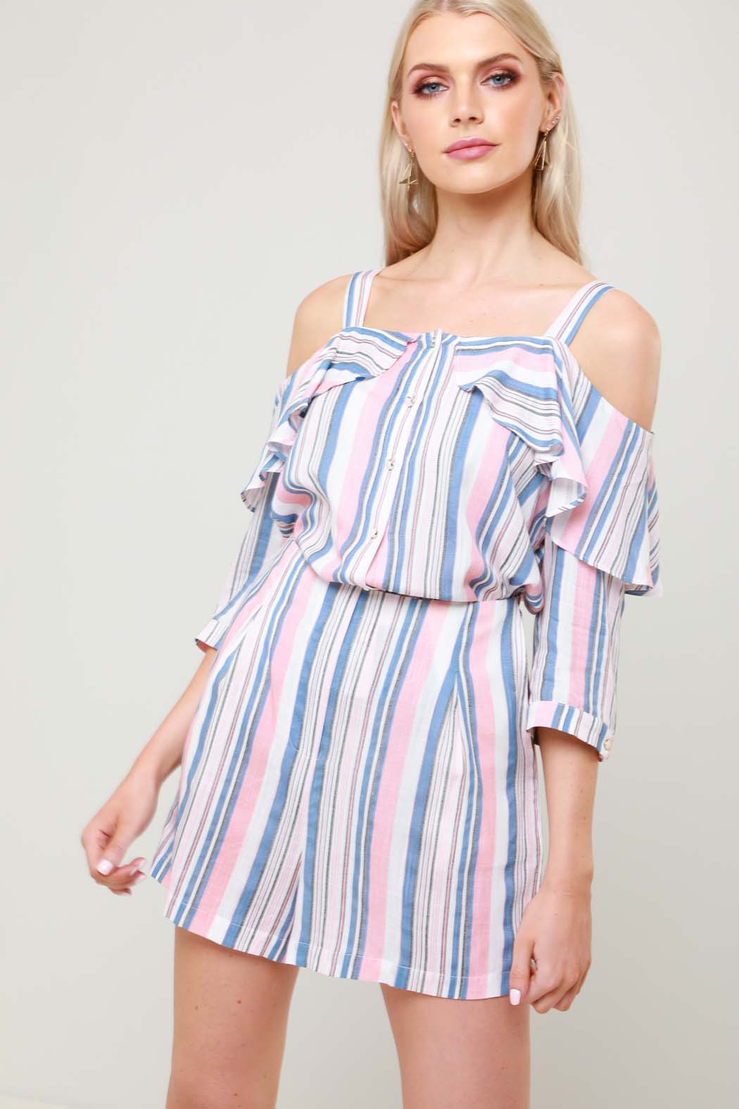 Loria Stripe Linen Look Co Ord Short