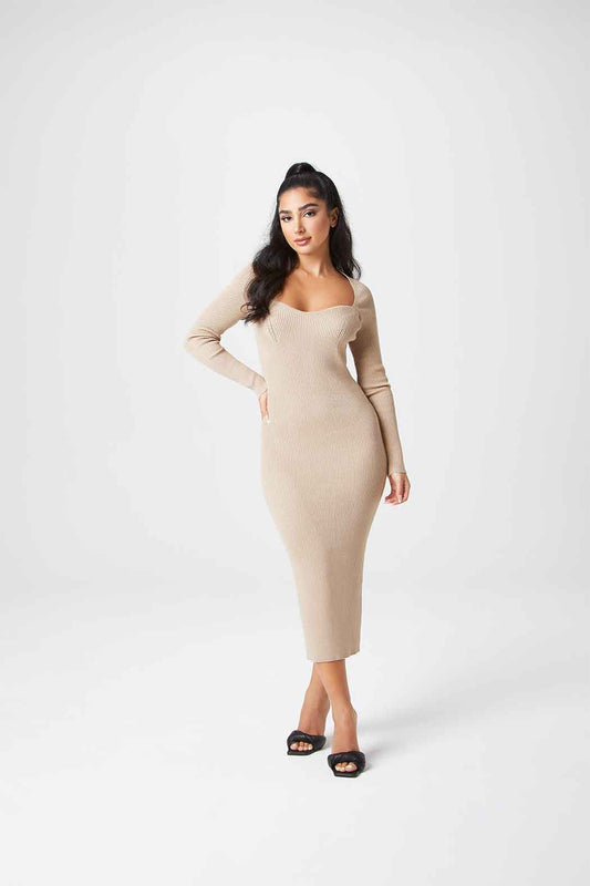 Square Neck Sweetheart Midaxi Dress
