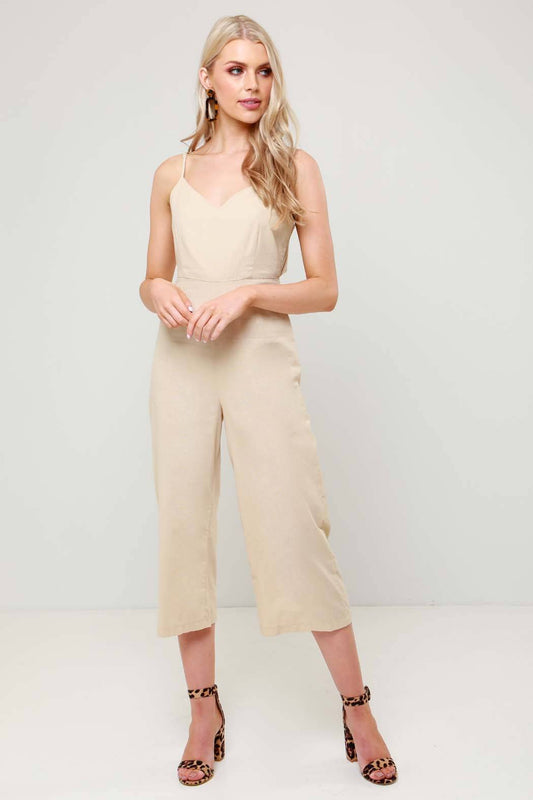 Sunny Stone Tie Back Wide Leg Cropped Jumpsuit