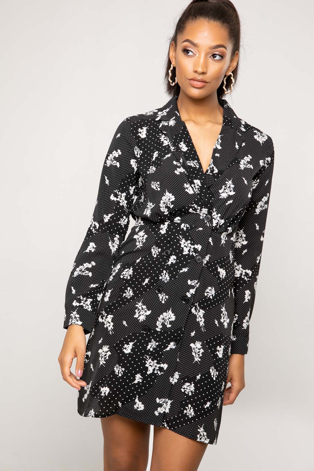 Zoey DB Black Floral Spot Mini Dress – Urban Bliss