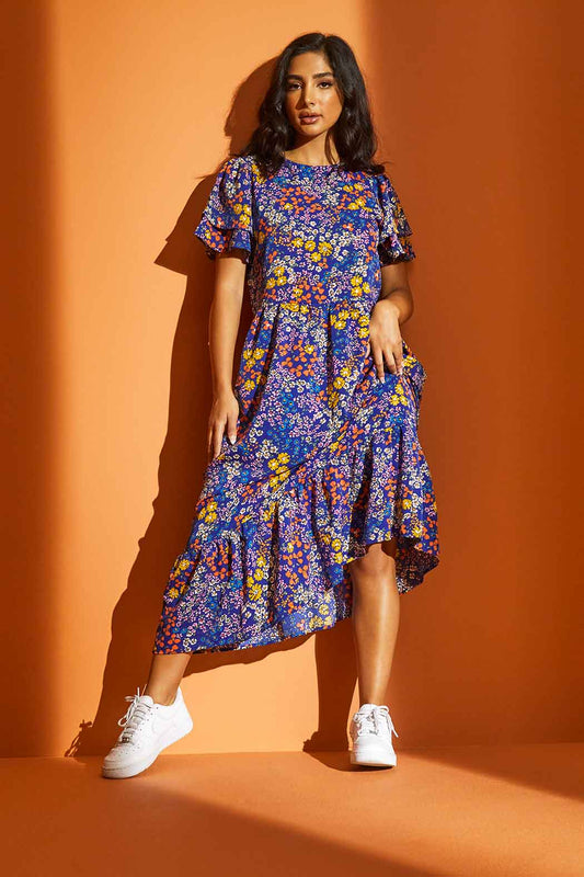 Bianca Floral Ruffle Midi Dress