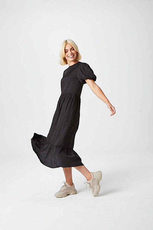 Lillian Black Puff Sleeve Dress