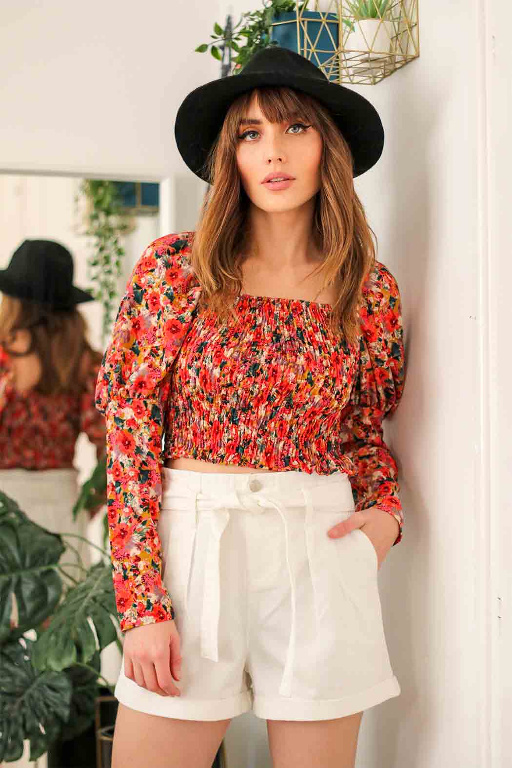 Jacinda Floral Ruched Puff Sleeve Top