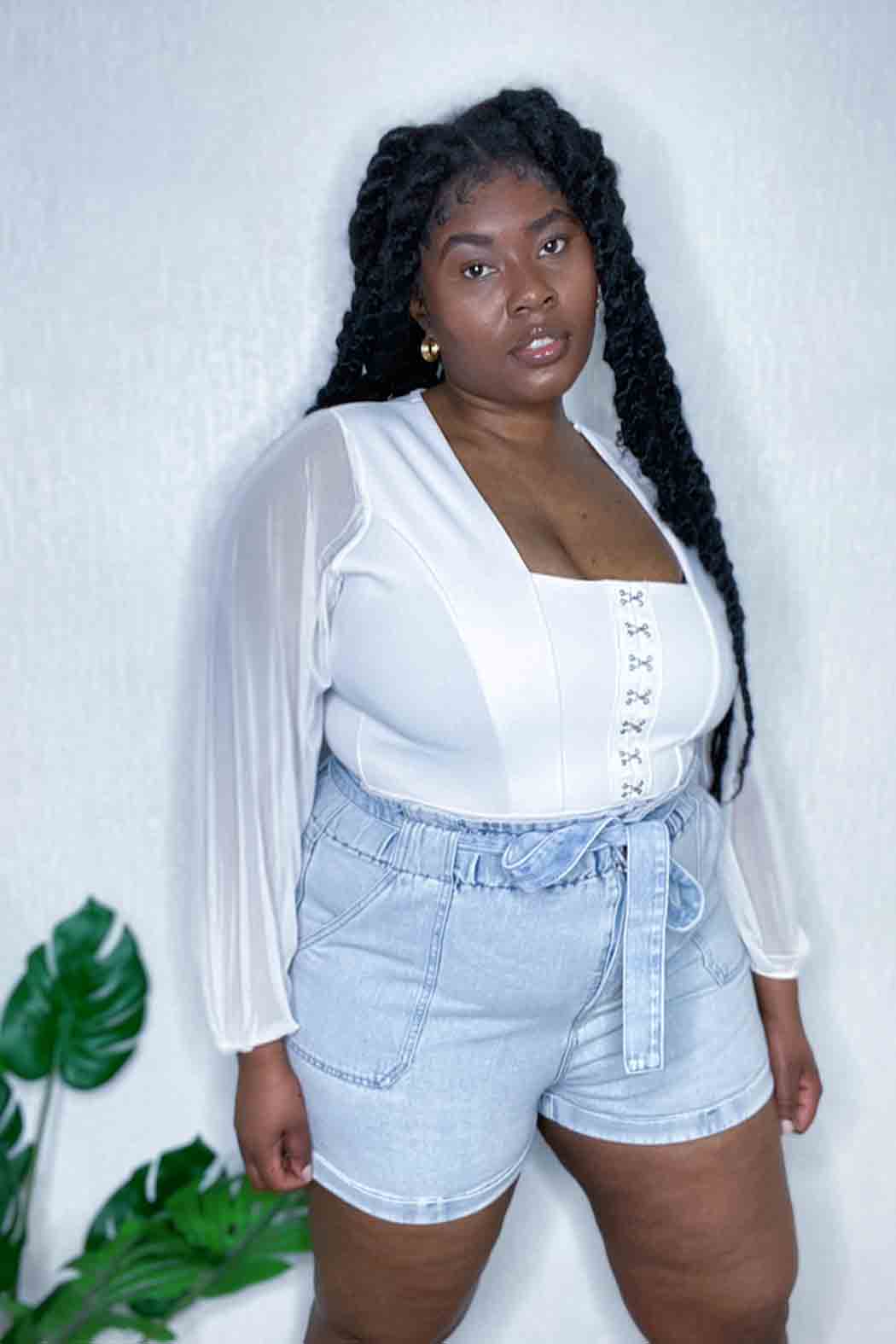 Plus Paper Bag Denim Short