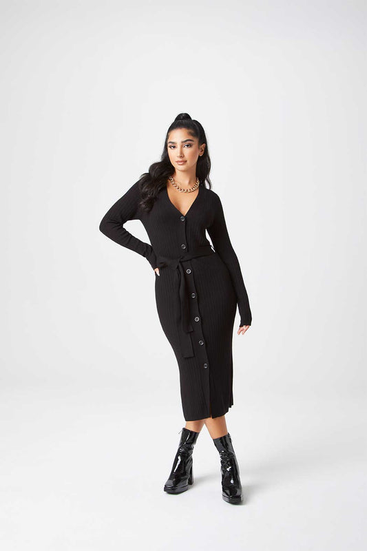 Black Jessy Button Through Dress